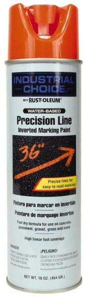 Rust-Oleum - 17 fl oz Orange Marking Paint - 600' to 700' Coverage at 1" Wide, Water-Based Formula - Exact Tool & Supply