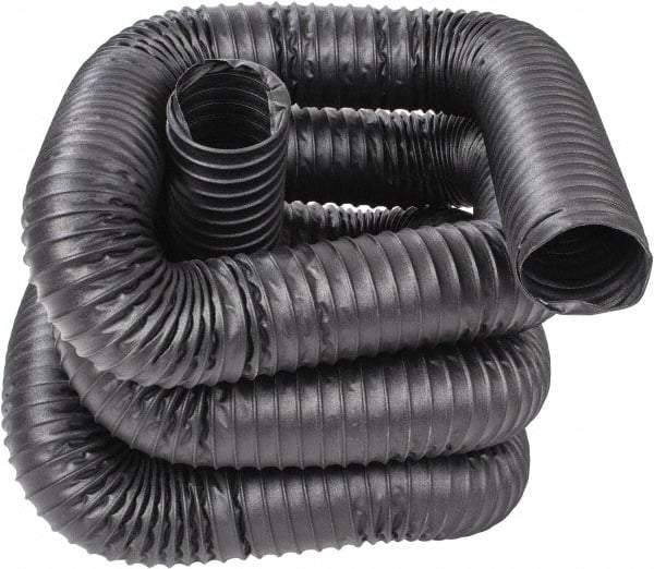 Hi-Tech Duravent - 4" ID, 25' Long, Neoprene Coated Polyester Blower & Duct Hose - Black, 6-1/2" Bend Radius, 22 In/Hg, 25 Max psi, -40 to 250°F, Chemical and Abrasion Resistant - Exact Tool & Supply