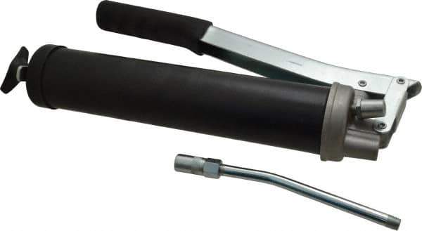 PRO-LUBE - 10,000 Max psi, Rigid Lever Grease Gun - 14 oz (Cartridge) Capacity, 1/8 Thread Outlet, 28 Strokes per oz, Bulk, Cartridge, Filler Pump & Suction Fill, Includes 4 Jaw Coupler with Ball Check - Exact Tool & Supply