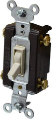 Pass & Seymour - 4 Pole, 120 VAC, 15 Amp, Specification Grade, Toggle, Wall and Dimmer Light Switch - 1-1/4 Inch Wide x 3.281 Inch High - Exact Tool & Supply