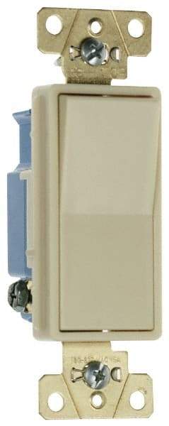 Pass & Seymour - 3 Pole, 120 to 277 VAC, 15 Amp, Specification Grade, Rocker, Wall and Dimmer Light Switch - 1.43 Inch Wide x 4.19 Inch High - Exact Tool & Supply