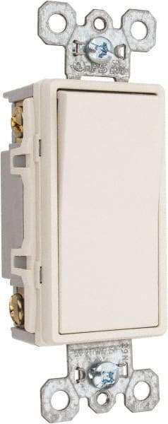 Pass & Seymour - 4 Pole, 120 to 277 VAC, 15 Amp, Specification Grade, Rocker, Wall and Dimmer Light Switch - 1.43 Inch Wide x 4.19 Inch High - Exact Tool & Supply