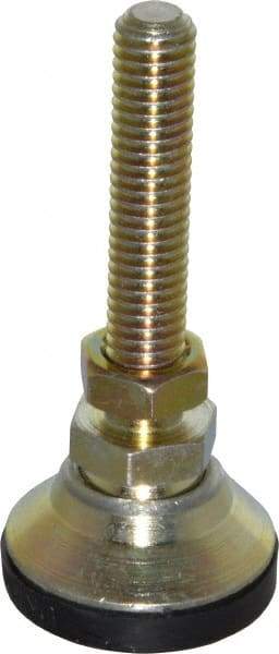 J.W. Winco - 3/8-16 Bolt Thread, Studded Pivotal Stud Mount Leveling Pad & Mount - 2,850 Max Lb Capacity, 1-1/4" Base Diam - Exact Tool & Supply