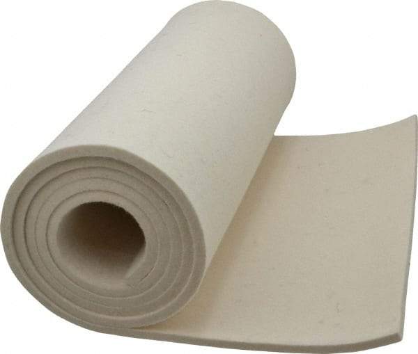 Made in USA - 1/4 Inch Thick x 60 Inch Wide x 12 Inch Long, Pressed Wool Felt Sheet - 4 Lbs/Square Yd., White, 500 psi - Exact Tool & Supply