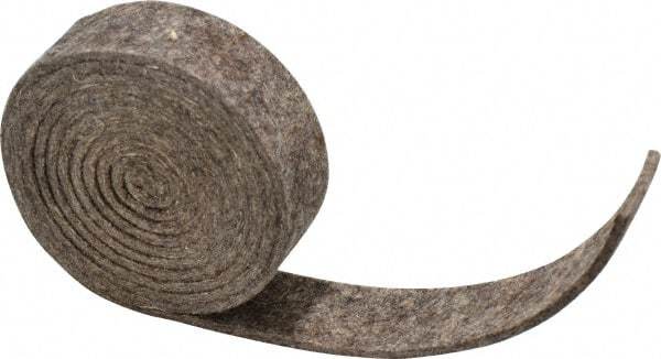 Made in USA - 1/8 Inch Thick x 1 Inch Wide x 5 Ft. Long, Felt Stripping - Gray, Plain Backing - Exact Tool & Supply