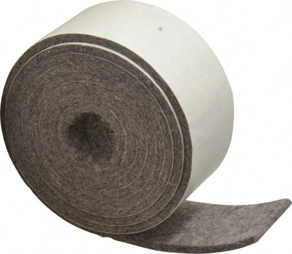 Made in USA - 1/8 Inch Thick x 1-1/2 Inch Wide x 5 Ft. Long, Felt Stripping - Gray, Plain Backing - Exact Tool & Supply