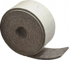 Made in USA - 1/8 Inch Thick x 1-1/2 Inch Wide x 5 Ft. Long, Felt Stripping - Gray, Plain Backing - Exact Tool & Supply