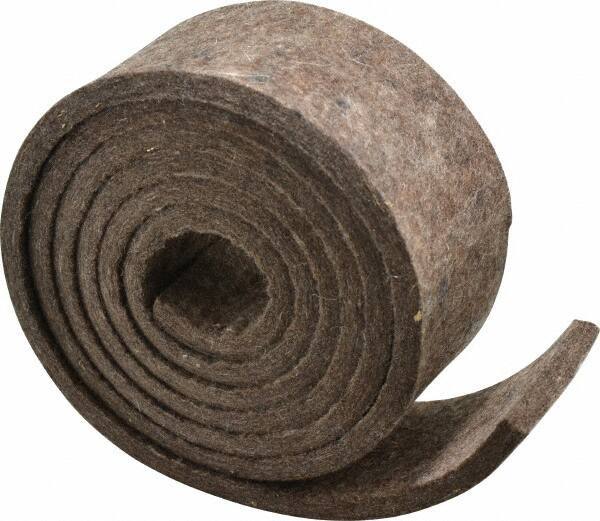 Made in USA - 1/4 Inch Thick x 2 Inch Wide x 5 Ft. Long, Felt Stripping - Gray, Plain Backing - Exact Tool & Supply
