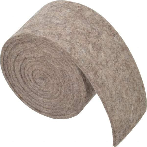 Made in USA - 1/8 Inch Thick x 2 Inch Wide x 5 Ft. Long, Felt Stripping - Gray, Plain Backing - Exact Tool & Supply