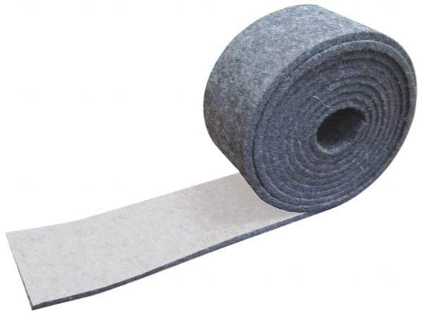 Made in USA - 1/8 Inch Thick x 1-1/2 Inch Wide x 10 Ft. Long, Felt Stripping - Gray, Adhesive Backing - Exact Tool & Supply