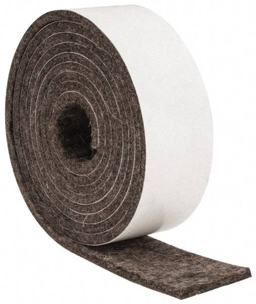 Made in USA - 1/8 Inch Thick x 1 Inch Wide x 5 Ft. Long, Felt Stripping - Gray, Adhesive Backing - Exact Tool & Supply