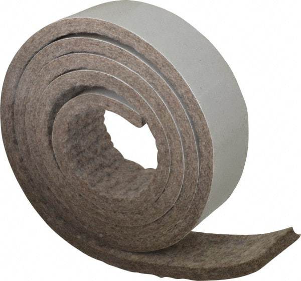 Made in USA - 1/4 Inch Thick x 1-1/2 Inch Wide x 5 Ft. Long, Felt Stripping - Gray, Adhesive Backing - Exact Tool & Supply