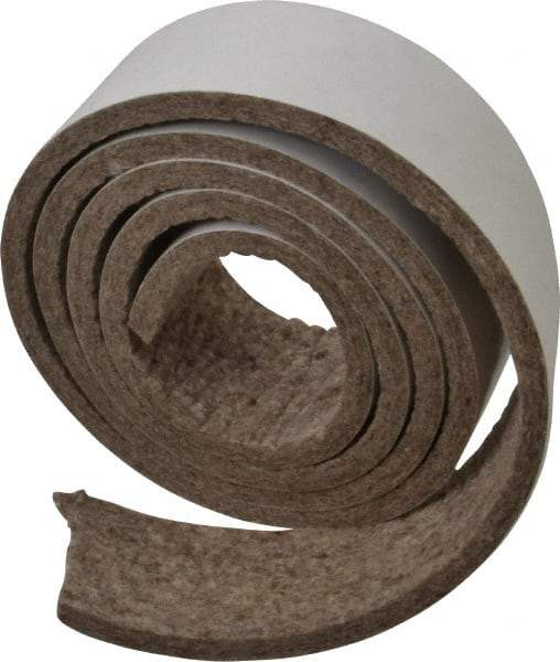 Made in USA - 1/4 Inch Thick x 2 Inch Wide x 5 Ft. Long, Felt Stripping - Gray, Adhesive Backing - Exact Tool & Supply