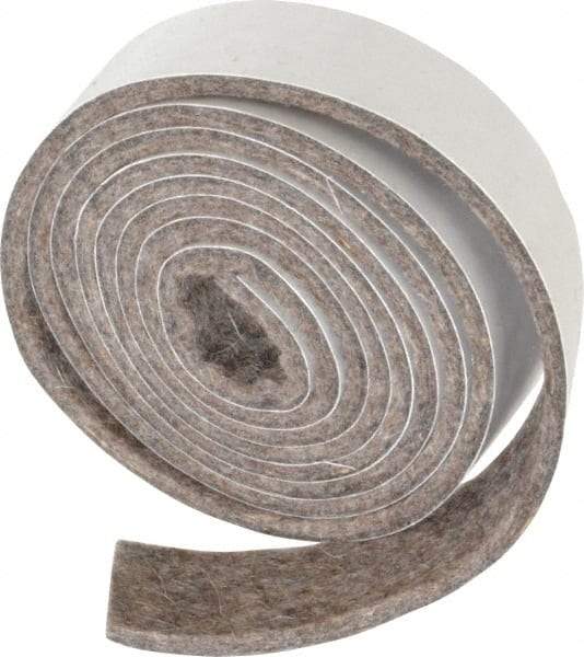 Made in USA - 1/8 Inch Thick x 1 Inch Wide x 5 Ft. Long, Felt Stripping - Gray, Adhesive Backing - Exact Tool & Supply