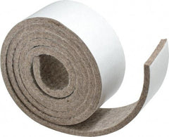 Made in USA - 1/4 Inch Thick x 2 Inch Wide x 5 Ft. Long, Felt Stripping - Gray, Adhesive Backing - Exact Tool & Supply