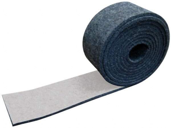 Made in USA - 1/4 Inch Thick x 2 Inch Wide x 5 Ft. Long, Felt Stripping - Gray, Adhesive Backing - Exact Tool & Supply