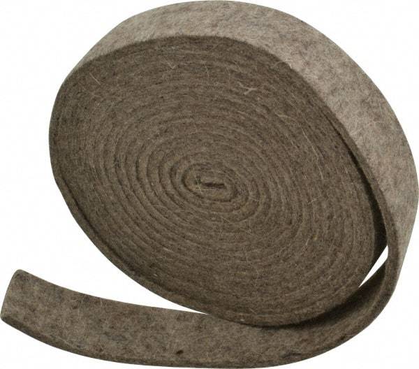 Made in USA - 1/8 Inch Thick x 1 Inch Wide x 10 Ft. Long, Felt Stripping - Gray, Plain Backing - Exact Tool & Supply
