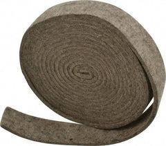 Made in USA - 1/8 Inch Thick x 1 Inch Wide x 10 Ft. Long, Felt Stripping - Gray, Plain Backing - Exact Tool & Supply