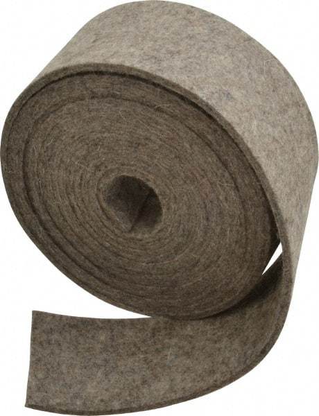 Made in USA - 1/8 Inch Thick x 2 Inch Wide x 10 Ft. Long, Felt Stripping - Gray, Plain Backing - Exact Tool & Supply