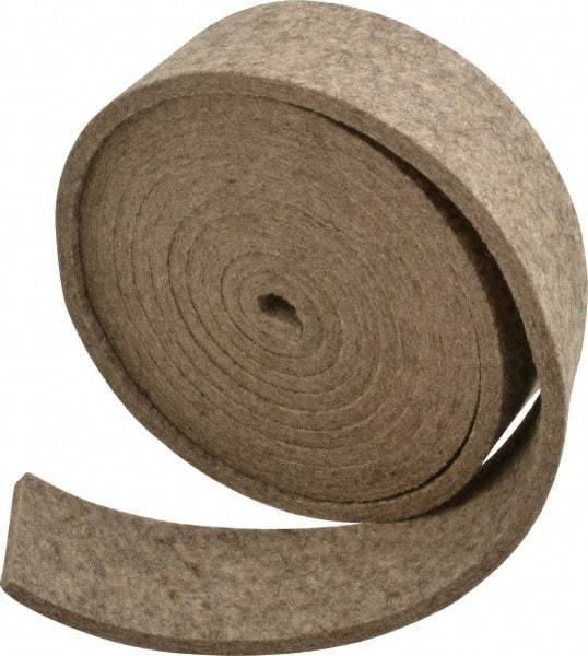 Made in USA - 1/4 Inch Thick x 2 Inch Wide x 10 Ft. Long, Felt Stripping - Gray, Plain Backing - Exact Tool & Supply