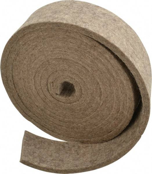 Made in USA - 1/4 Inch Thick x 2 Inch Wide x 10 Ft. Long, Felt Stripping - Gray, Plain Backing - Exact Tool & Supply