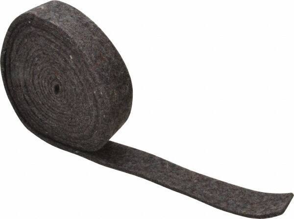 Made in USA - 1/8 Inch Thick x 1 Inch Wide x 10 Ft. Long, Felt Stripping - Gray, Plain Backing - Exact Tool & Supply