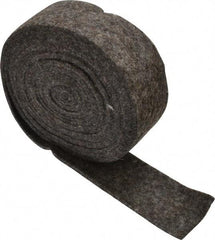 Made in USA - 1/8 Inch Thick x 1-1/2 Inch Wide x 10 Ft. Long, Felt Stripping - Gray, Plain Backing - Exact Tool & Supply
