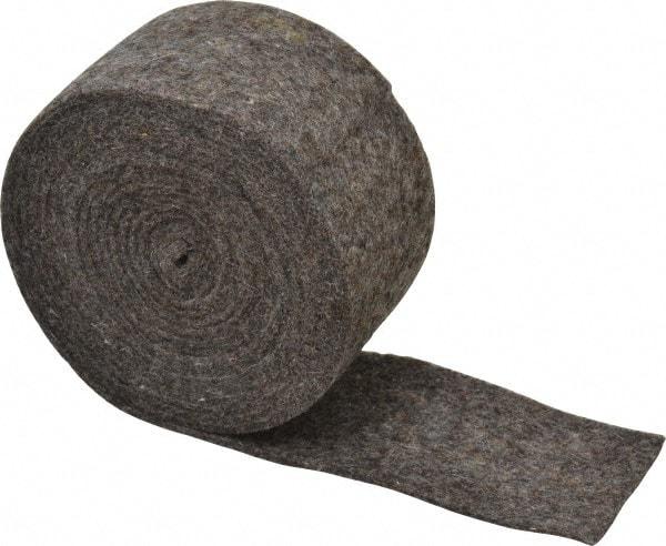 Made in USA - 1/8 Inch Thick x 2 Inch Wide x 10 Ft. Long, Felt Stripping - Gray, Plain Backing - Exact Tool & Supply