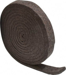 Made in USA - 1/4 Inch Thick x 1 Inch Wide x 10 Ft. Long, Felt Stripping - Gray, Plain Backing - Exact Tool & Supply