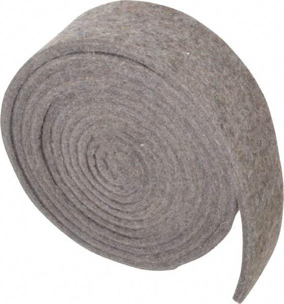 Made in USA - 1/4 Inch Thick x 2 Inch Wide x 10 Ft. Long, Felt Stripping - Gray, Plain Backing - Exact Tool & Supply