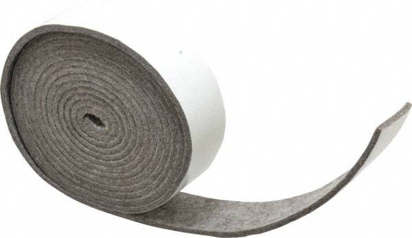 Made in USA - 1/8 Inch Thick x 1-1/2 Inch Wide x 10 Ft. Long, Felt Stripping - Gray, Adhesive Backing - Exact Tool & Supply