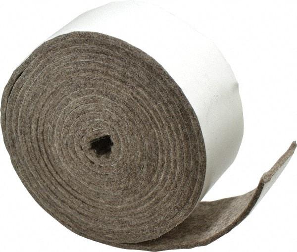 Made in USA - 1/8 Inch Thick x 2 Inch Wide x 10 Ft. Long, Felt Stripping - Gray, Adhesive Backing - Exact Tool & Supply