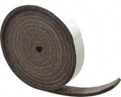 Made in USA - 1/4 Inch Thick x 1 Inch Wide x 10 Ft. Long, Felt Stripping - Gray, Adhesive Backing - Exact Tool & Supply