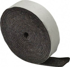 Made in USA - 1/8 Inch Thick x 1 Inch Wide x 10 Ft. Long, Felt Stripping - Gray, Adhesive Backing - Exact Tool & Supply