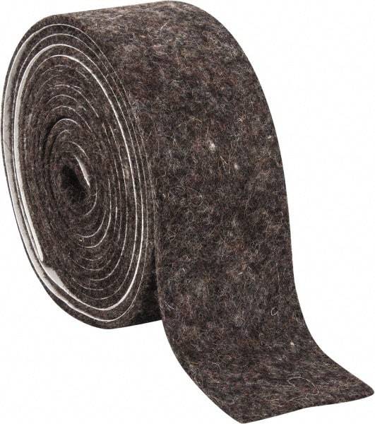 Made in USA - 1/8 Inch Thick x 2 Inch Wide x 10 Ft. Long, Felt Stripping - Gray, Adhesive Backing - Exact Tool & Supply