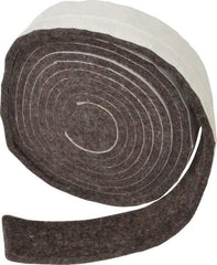 Made in USA - 1/4 Inch Thick x 1-1/2 Inch Wide x 10 Ft. Long, Felt Stripping - Gray, Adhesive Backing - Exact Tool & Supply