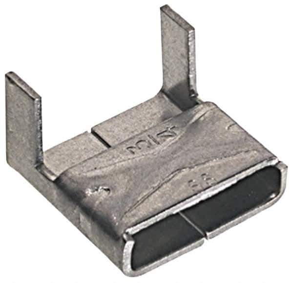Made in USA - Grade 200 to 300, Stainless Steel Banding Strap Buckle - 3/8" Wide - Exact Tool & Supply