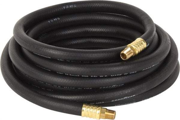 Continental ContiTech - 3/8" ID x 0.669" OD 25' Long Multipurpose Air Hose - MNPT x MNPT Ends, 200 Working psi, -40 to 190°F, 1/4" Fitting, Black - Exact Tool & Supply