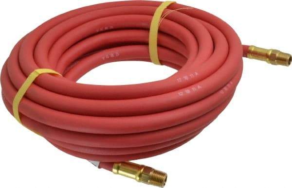 Continental ContiTech - 1/4" ID x 0.527" OD 25' Long Multipurpose Air Hose - MNPT x MNPT Ends, 250 Working psi, -40 to 190°F, 1/4" Fitting, Red - Exact Tool & Supply