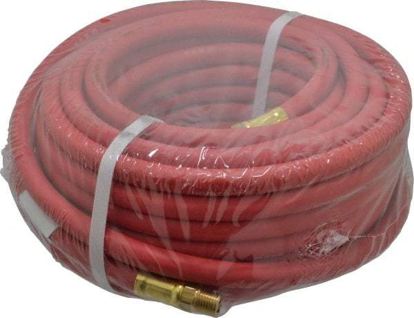 Continental ContiTech - 1/4" ID x 0.527" OD 50' Long Multipurpose Air Hose - MNPT x MNPT Ends, 250 Working psi, -40 to 190°F, 1/4" Fitting, Red - Exact Tool & Supply