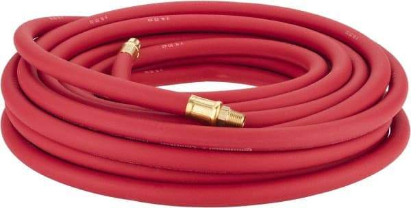 Continental ContiTech - 3/8" ID x 0.7" OD 50' Long Multipurpose Air Hose - MNPT x MNPT Ends, 250 Working psi, -40 to 190°F, 1/4" Fitting, Red - Exact Tool & Supply