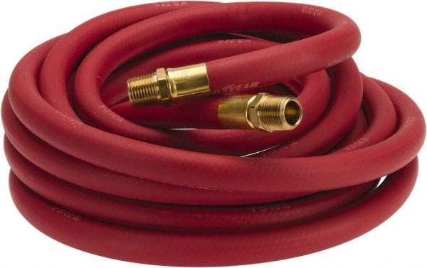 Continental ContiTech - 1/2" ID x 0.838" OD 25' Long Multipurpose Air Hose - MNPT x MNPT Ends, 250 Working psi, -40 to 190°F, 1/2" Fitting, Red - Exact Tool & Supply
