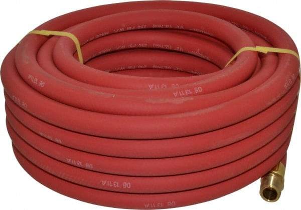 Continental ContiTech - 1/2" ID x 0.838" OD 50' Long Multipurpose Air Hose - MNPT x MNPT Ends, 250 Working psi, -40 to 190°F, 1/2" Fitting, Red - Exact Tool & Supply