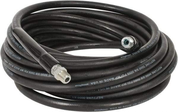 Continental ContiTech - 50' Long, 3/8" Fitting, Swivel Fitting, 0 to 250°F, Synthetic Rubber High Temp & High Pressure Hose - 3/8" Inside x 0.693" Outside Diam, Black, 3,000 psi - Exact Tool & Supply