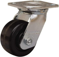 Hamilton - 4" Diam x 2" Wide x 5-5/8" OAH Top Plate Mount Swivel Caster - Phenolic, 800 Lb Capacity, Straight Roller Bearing, 4 x 4-1/2" Plate - Exact Tool & Supply