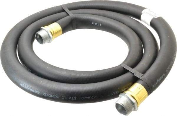 Continental ContiTech - 1" ID x 1-1/8" OD x 8' OAL, NPT Male x Male Petroleum Transfer Hose - 100 Max Working psi, 1" Fitting, Black - Exact Tool & Supply