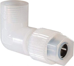NewAge Industries - 3/8" Tube OD, PFA PTFE Plastic Compression Tube Female Elbow - 1/4 NPT Pipe, 500°F Max, 1/4 Thread - Exact Tool & Supply