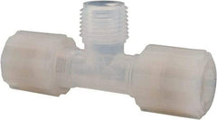 NewAge Industries - 1/2" Tube OD, PFA PTFE Plastic Compression Tube Male Branch Tee - 1/2 NPT Pipe, 500°F Max, 1/2 Thread - Exact Tool & Supply
