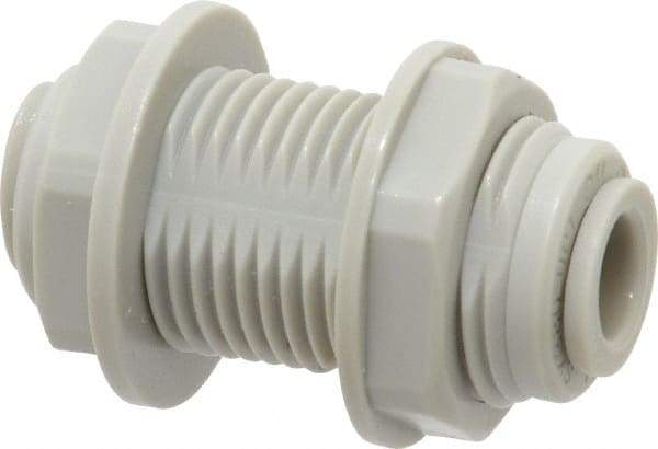 Value Collection - 1/4" Outside Diam, Acetal Push-to-Connect Tube Bulkhead Union - 150 Max psi - Exact Tool & Supply