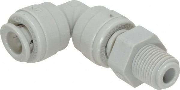 Value Collection - 1/4" Outside Diam, 1/8 NPT, Acetal Push-to-Connect Tube Male Swivel Elbow - 150 Max psi - Exact Tool & Supply
